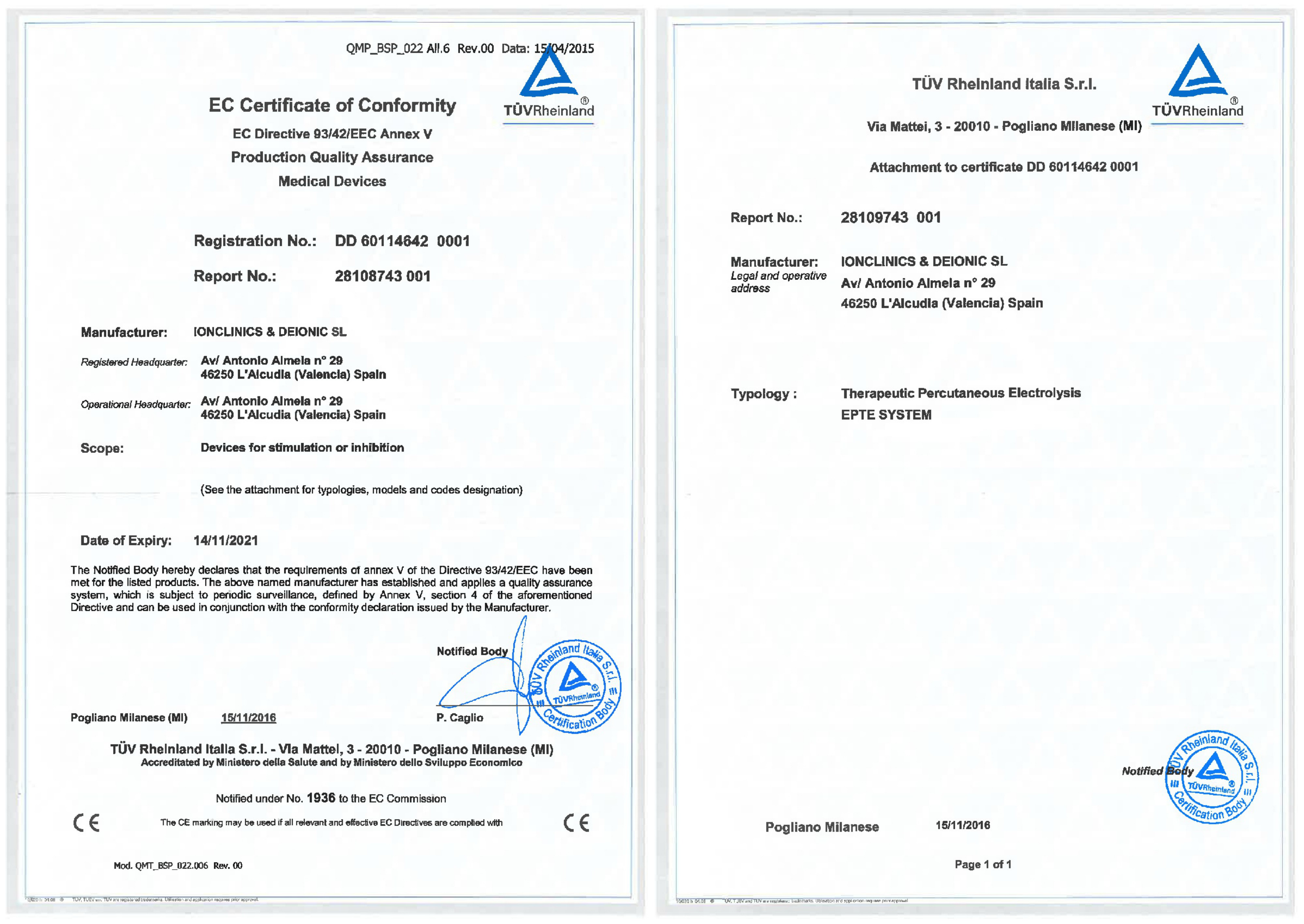 certificado CE sanitario EPTE System