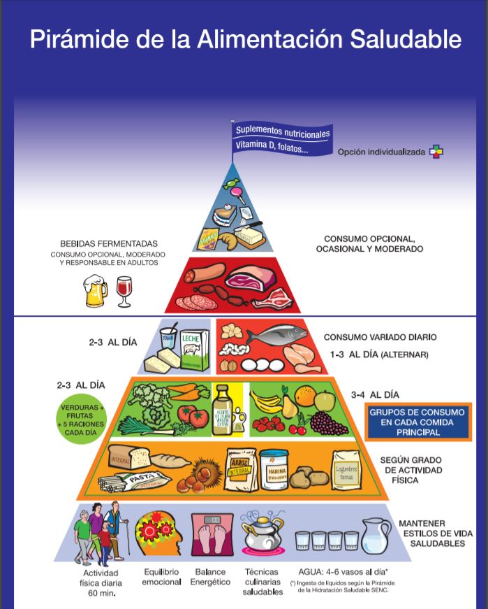 vergüenza antepasado pantalones La pirámide de la alimentación saludable; vida sana y actividad física  diaria